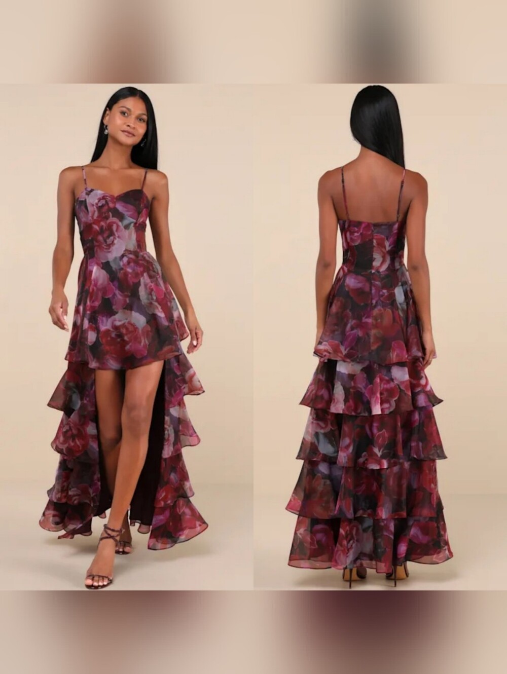 NWT Lulus | Stylish Decision Floral Ruffle Maxi Dress
